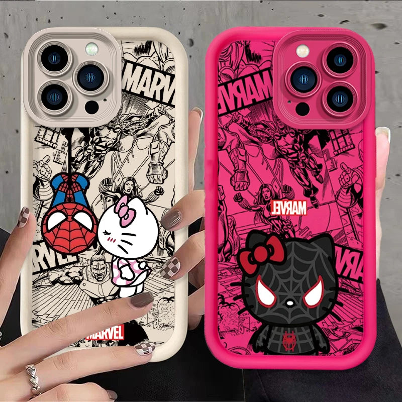 Spider Man/Hello Kitty Liquid Silicone iPhone Case